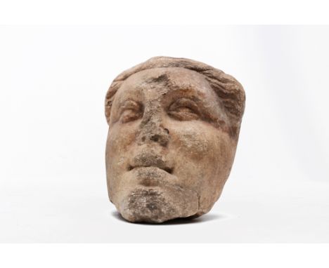 A fragmented marble sculpture of a female head, probably RomanesqueH 16,2 cm