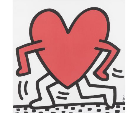 Keith Haring (1958-1990, after): 'Red running heart', screenprint in colours, ed. 61/200Work: 88 x 88 cm Frame: 103 x 103 cm