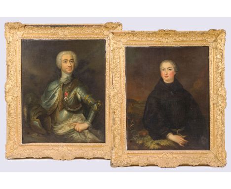 Austrian school: Portrait of a nobleman and a lady, oil on canvas, 18th C.Work: 92 x 73 cm Frame: 118 x 100 cm