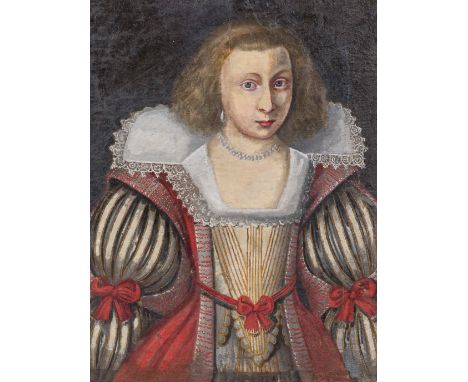 European School: Portrait of a noble lady, oil on canvas, 19th C. and possibly earlierWork: 63,5 x 48,5 cm Frame: 73,5 x 58,5