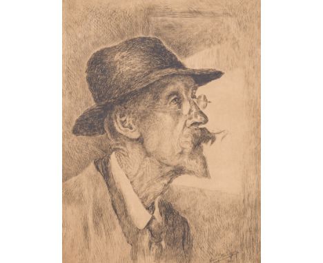 Jenny Montigny (1875-1937): Emile Claus, etching, dated 1924Work: 46 x 35 cm Frame: 69 x 57,5 cm With a dedication to Cyriel 