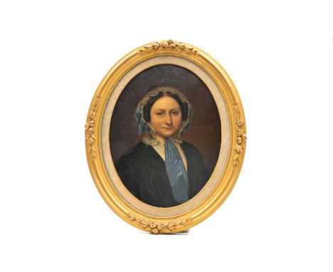 Belgian school: Portrait of a lady, oil on canvas, 19th C.Work: 45,5 x 38 cm Frame: 58 x 47,5 cm