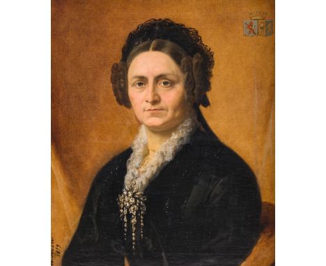 Charles Soubre (1821-1895): Portrait of a noble lady, oil on canvas, dated 1879Work: 65 x 55 cm Frame: 94 x 83,5 cm
