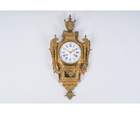 A French gilt bronze Neoclassical wall clock, 19th C.H 75 cm