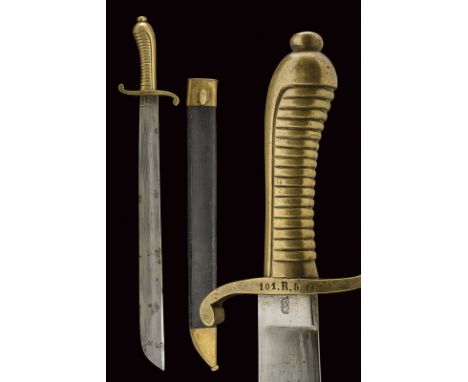 A pioneer's short sword dating: mid-19th Century provenance: Saxony Straight, single -and false-edged blade (slight pitting),