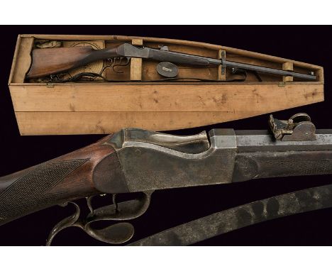 A Martini type breech-loading target carbine dating: third quarter of the 19th Century provenance: France Rifled, octagonal, 