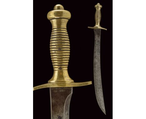 An artillery short sword dating: third quarter of the 19th Century provenance: Baden Strong, curved, single-edged blade (ligh