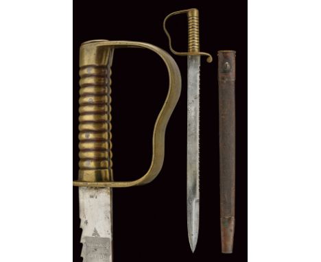 A 1856 model saw-back Pioneer's short sword dating: third quarter of the 19th Century provenance: England Straight, single -t