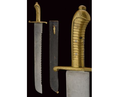 A Faschinenmesser short sword with saw-back dating: first quarter of the 19th Century provenance: Prussia Wide, almost straig