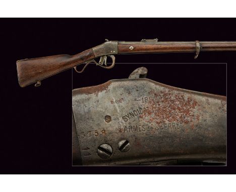 A breech-loading rifle by Comblain dating: 1875-1890 provenance: Belgium Round, rifled, 11 mm cal. barrel with octagonal base