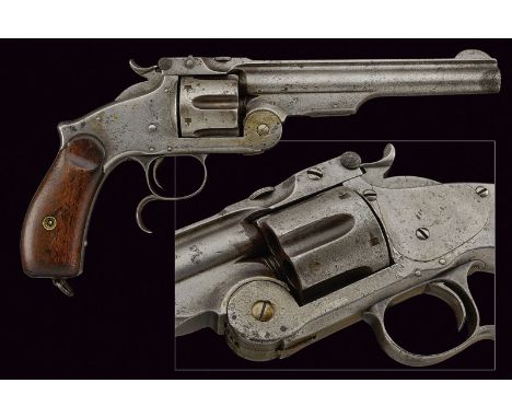 A S&W Model 3 Russian Third Model revolver dating: 1875-1890 provenance: USA Round, rifled, swivelling barrel, with foresight