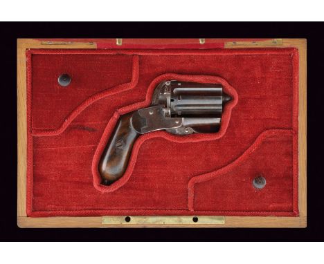 A pin-fire pepperbox dating: third quarter of the 19th Century provenance: France Grooved, 7 mm cal. cylinder of six barrels;