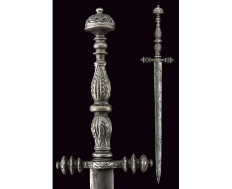 A composite stiletto dating: 17th Century provenance: Italy Straight, double-edged blade of lenticular section; iron hilt (la