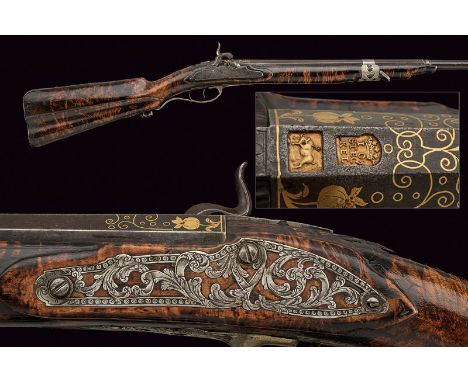 A beautiful gun by Steckel converted to percussion dating: second quarter of the 18th Century provenance: Austria Smooth, two