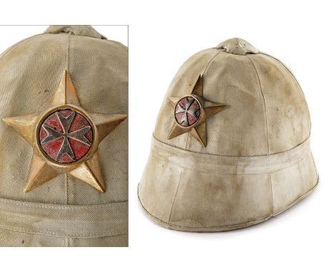 A scarce trooper's colonial helmet of the Order of Malta dating: first quarter of the 20th Century provenance: Europe Stiff s