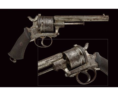 A center-fire revolver dating: 1875-1890 provenance: Belgium Rifled, octagonal, 11 mm cal. barrel with foresight; smooth, six