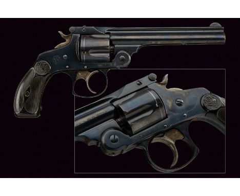 S&W 38 Double Action Third Model Revolver dating: 1875-1890 provenance: USA Round, rifled, swivelling, 5" barrel, with rib, w