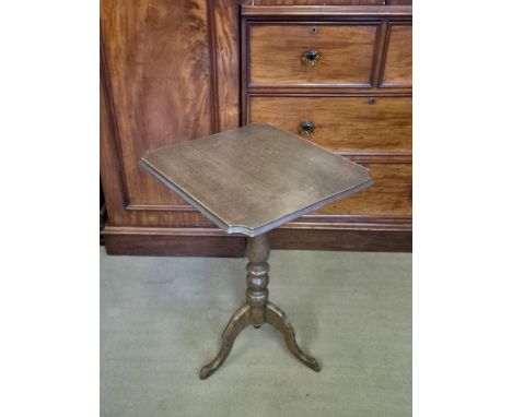 Victorian tripod base tilt top occasional table standing 72cm high, top 48cm square.