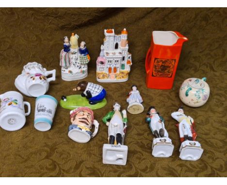 Victorian and later decorative crockery and china to include Carltonware, George & Dragon brewery jug, Staffordshire figures,