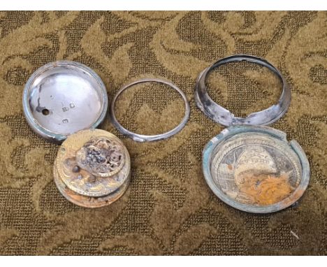 A local pair cased silver pocket watch by R. Kelvey, Gainsborough in very poor condition.  Circa 1770.