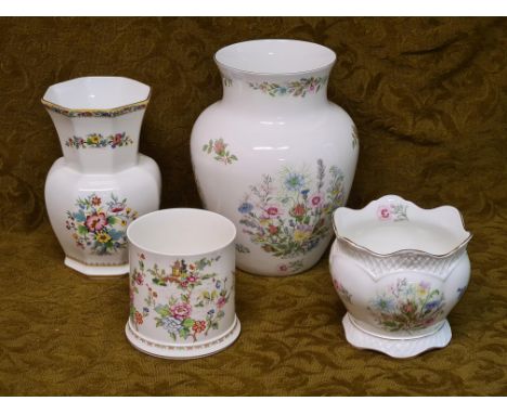 Aynsley Wild Tudor flower vase and planter, Coalport Ming Rose vase and Royal Staffordshire Pagoda pattern planter.