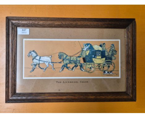 Oak framed Cecil Aloin print, The Liverpool Coach 46cm x 30cm.