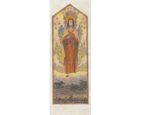 LEOPOLD BLAUENSTEINER (Wien 1880 - 1947 Wien)Thronender ChristusMischtechnik/Karton 37,6 x 14,6 cmNachlassstempel Blauenstein