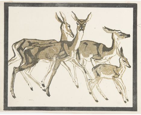 LUDWIG HEINRICH JUNGNICKEL* (Wunsiedel 1881 - 1965 Wien)ReheFarblithografie/Papier 30 x 37 cmsigniert JungnickelSCHÄTZPREIS /