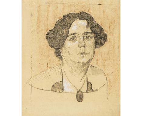 LEOPOLD BLAUENSTEINER (Wien 1880 - 1947 Wien)Bildnis der Frau F. B., 1908Mischtechnik/Papier 49,3 x 41,1 cmverso Nachlassstem