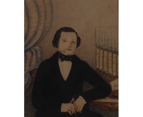 English School (19th century)Portrait of a Draughtsmanwatercolour, 13cm x 10cm