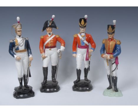 A set of four Royal Worcester The Historical Military Series figures, modelled by Frederick Gertner, each standing in militar