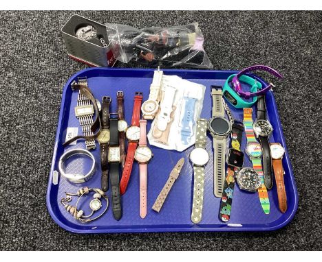 An Assortment of Modern Wristwatches, to include Accurist charm bracelet style, Pulsar, Fossil, Lorus, novelty, etc.