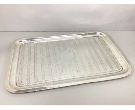 A Hallmarked Silver Rectangular Tray, WB Ld, Birmingham 1916, of allover engine turned design with scalloped style border, va