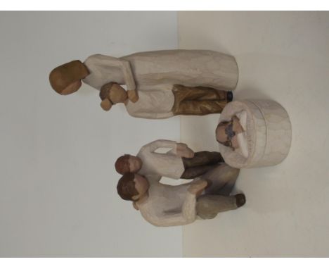 Two Willow Tree group figures together with a Willow Tree lidded trinket box, height of largest figure 21cm