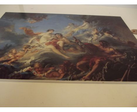 Large ceramic tile centrepiece depicting 'Vulcan Presenting Arms To Venus for Aeneas'   