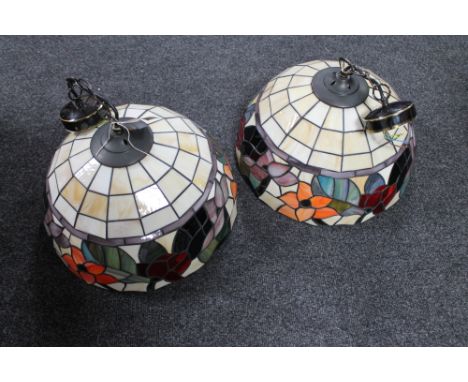A pair of Tiffany style pendant light shades 