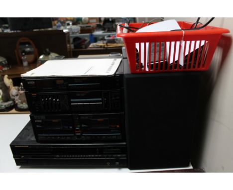 A Morantz synthesiser ST263 L together with a Morantz stereo cassette deck model SD363, compact disc player CD 52 together wi