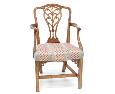 George III Chippendale style mahogany armchair George III Chippendale style mahogany armchair, shaped top rail with carved an