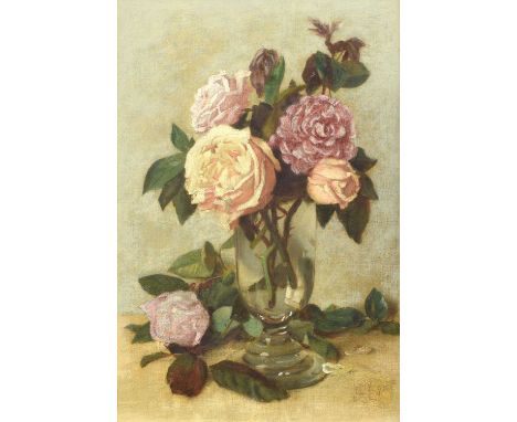 Follower of Henri-Théodore Fantin-Latour (French 1836-1904) Roses Bears initials and date '80, oil on canvas.32cm x 21.5cm (1