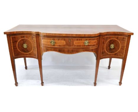 George III sideboard George III mahogany serpentine front sideboard, top crossbanded in satinwood with boxwood and ebony stri