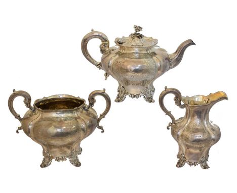 A Victorian three piece silver tea set, A Victorian three piece silver tea set, William Richards, London, 1841, gross weight 