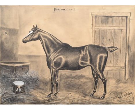 Herbert St. John Jones (British 1872-1939) Portrait of a horse - "Bellona" Signed and dated 1897, charcoal. 47.5cm x 65cm (18