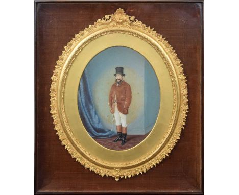 English School (19th century) Portrait of Major E.S. Kearsley, aged 46 Unsigned, dated 1866 with residences at 'The Height, B