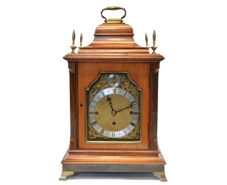 Triple Fusee Bracket Clock with 8 Bell Carrilon Late 19th century mahogany bracket clock, triple fusee eight-day movement chi