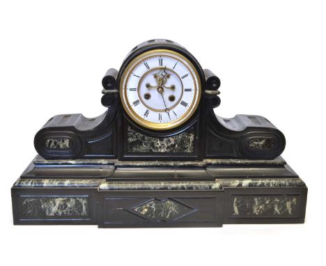 Mid 19th Century French Slate and Marble Cased Mantel Clock Samuel Marti &amp; Co Mid 19th century French slate and marble ca