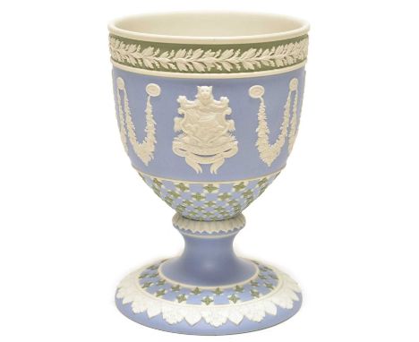 Wedgwood diced tri-colour jasperware goblet US Great Seal and Bermuda Crest Wedgwood diced tri-colour jasperware goblet decor