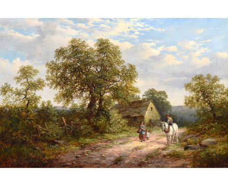 Edwin L. Meadows (British fl.1854-1872) "Chat by the Wayside" Unsigned, titled on gallery label - 'Ryland Fine Art' verso, oi