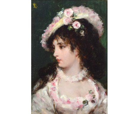 Continental School (19th century) Portrait of a lady Monogrammed, oil on panel.18.5cm x 12.5cm (7.25in x 5in)The painting is 