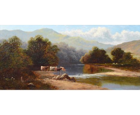 William Mellor (British 1851-1931) "On the Llugwy, North Wales" Signed, oil on board.15.5cm x 33.5cm (6in x 13.25in)The paint