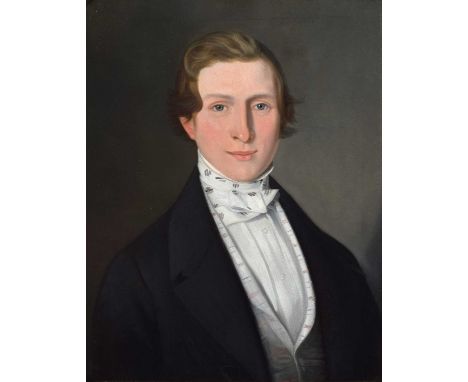 J. McIntyre (British 19th century) Male portrait Unsigned, with artist's label on verso, oil on board.60cm x 45.5cm (23.5in x
